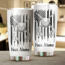 Load image into Gallery viewer, 1PC Golf ball clubs American flag patriot custom name Stainless Steel Tumbler Cup - Golfing gifts NQS4115