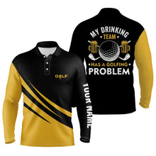 Load image into Gallery viewer, Mens golf polos shirts custom My drinking team has a golfing problem, golf beer team shirt | Yellow NQS4723