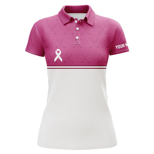 Pink white Breast Cancer Awareness golf shirts custom Women golf polo pink ribbon golf shirts NQS6372