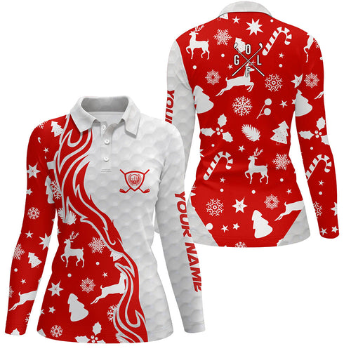 Red Christmas pattern golf ball Women golf polo shirts custom christmas golf shirts lady golf clubs NQS6852