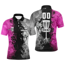 Load image into Gallery viewer, Custom name and number Disc Golf basket Men polo shirts, disc golf shirts for men | pink NQS5232
