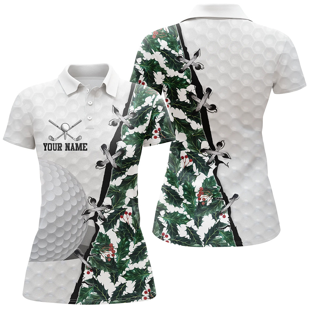 Womens golf polo shirts custom watercolor Christmas pattern ladies golf shirt, team golf tops NQS6860