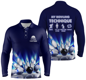 My bowling technique custom funny bowling polo shirts for men, Personalized team bowling jerseys NQS4674