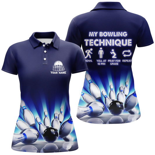 Custom bowling shirt for women – personalized team jersey front view