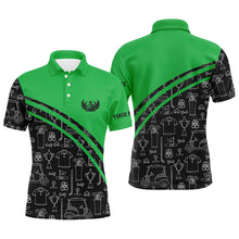 Load image into Gallery viewer, Mens golf polos shirts custom black pattern short long sleeve golf shirts, golf gift for him | Green NQS5242