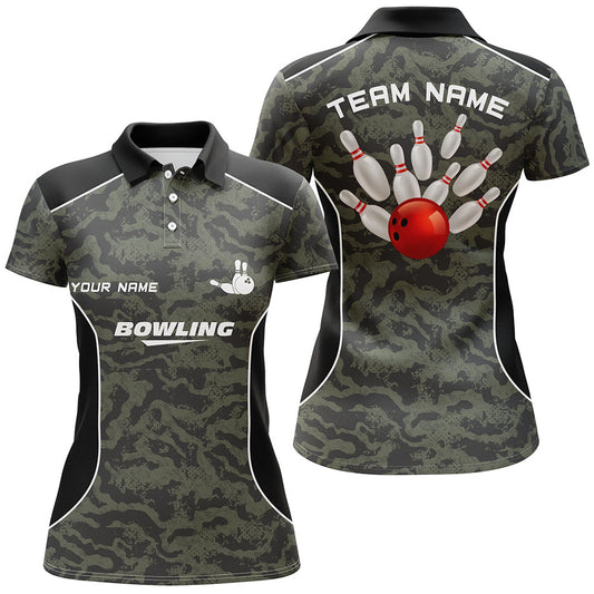 Custom bowling shirt for women – personalized team jersey front view