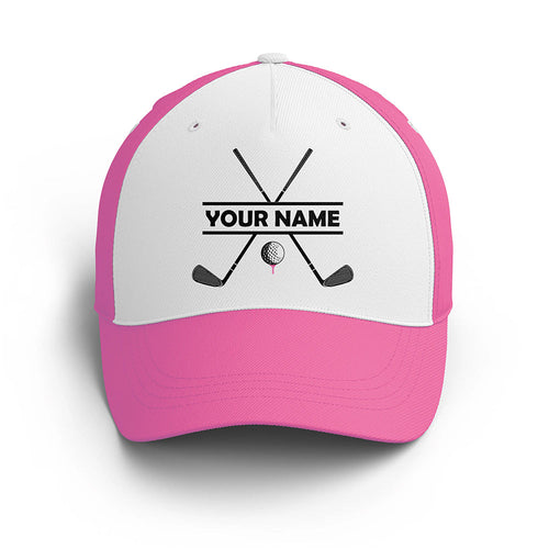 Women Golfer hat custom name pink and white golf hats Unisex Baseball women golf hats, golfing gift NQS6606