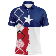 Load image into Gallery viewer, Mens golf polo shirts Texas flag patriot custom name golf shirts for men, gift for the golfers NQS4675