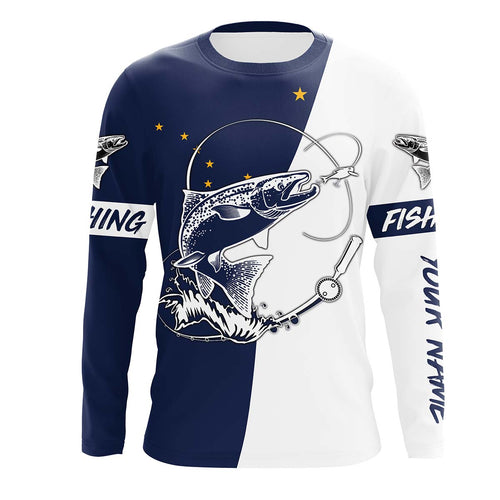 Salmon fishing in Alaska performance UV protection custom name long Sleeve fishing tournament shirts NQS3613