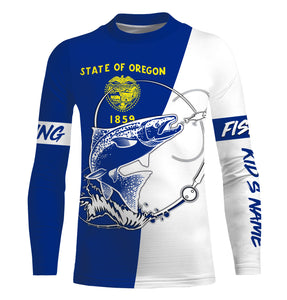 Salmon fishing in Oregon performance UV protection custom name long Sleeve fishing tournament shirts NQS3615