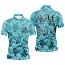 Load image into Gallery viewer, Blue tropical plants Mens golf polos shirts custom golf instruction swing swear look for ball repeat NQS5275