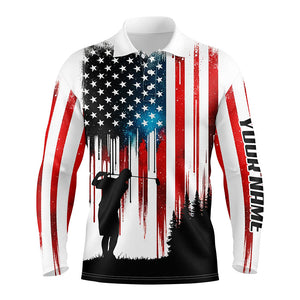 American flag Mens golf polo shirts custom name Mens golfer patriotic golf tops for men NQS6873