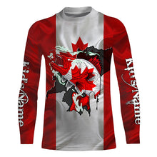 Load image into Gallery viewer, Walleye fishing shirts Canadian flag patriot UV protection Customize name long sleeves fishing shirts NQS4567