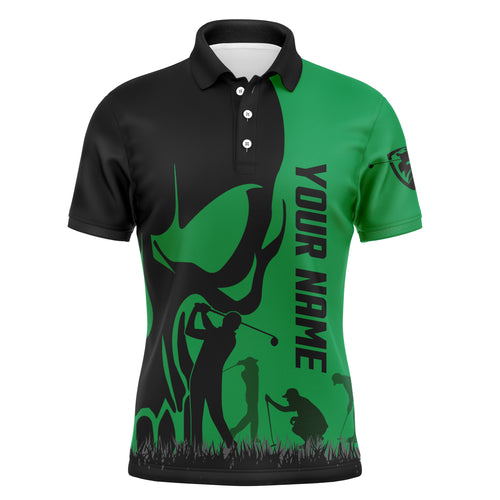 Mens golf polos shirts custom name skull golf black  shirt jerseys, golf wear for mens | Green NQS4571