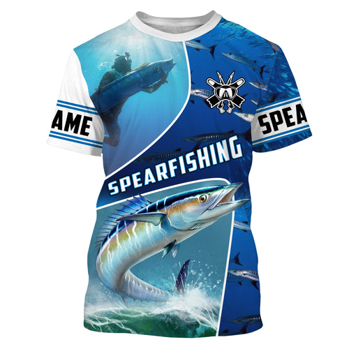 Wahoo blue water spearfishing Custom Name UV protection UPF 30+ fishing jersey, custom fishing apparel NQS3069
