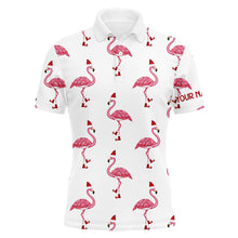 Load image into Gallery viewer, Mens golf polo shirt custom Christmas Winter flamingo Santa golf polos shirt for men, Christmas gifts NQS6650