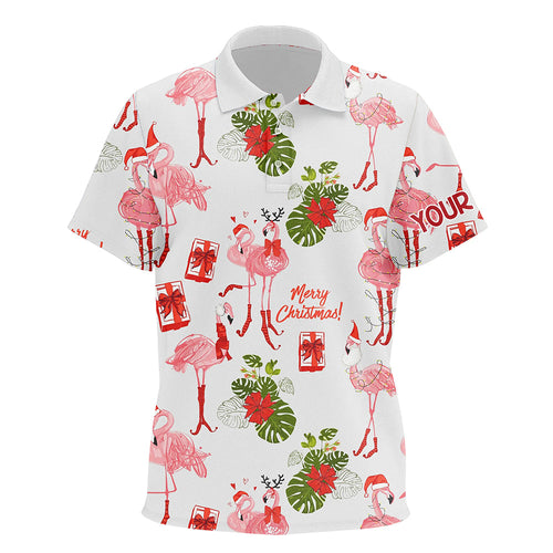 Kid golf polo shirts custom Christmas flamingo golf polos shirt for Kid, Christmas golf gifts NQS6651