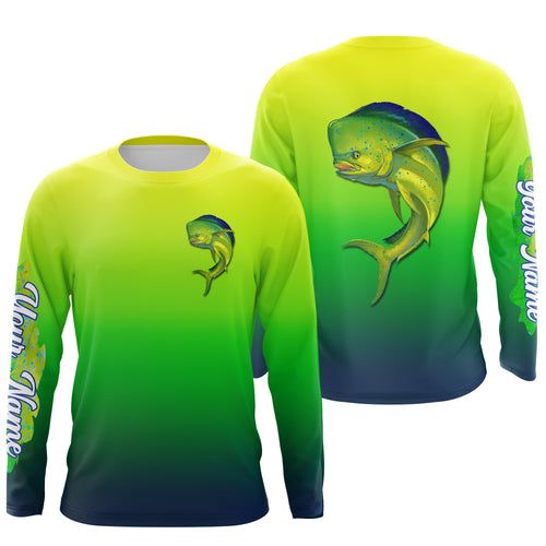 Mahi-mahi Dorado fishing green scales Custom Name UV protection UPF 30+ fishing jersey NQS2975