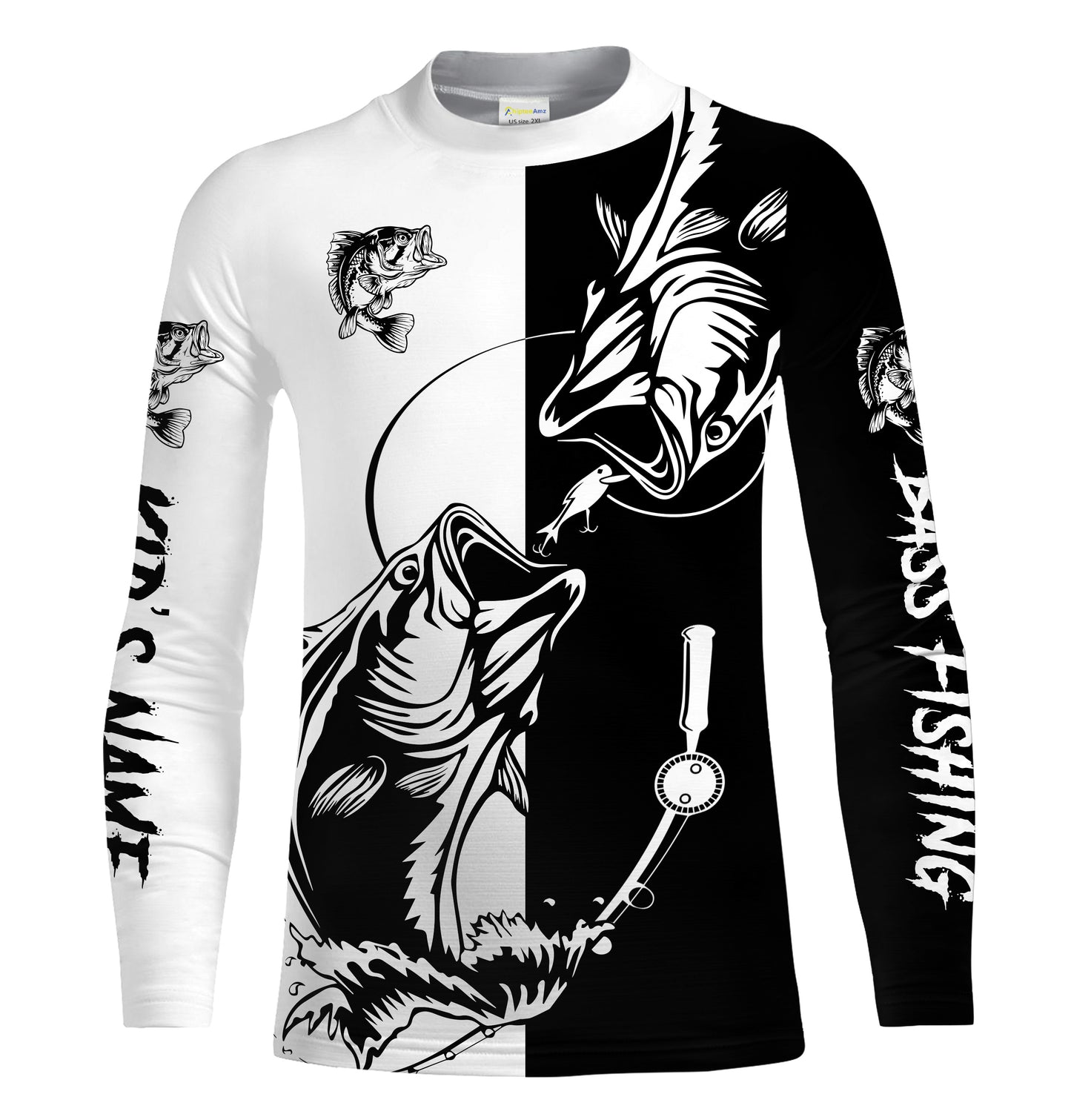Bass fishing tattoo shirt UV protection Customize name fishing shirts NQS1461