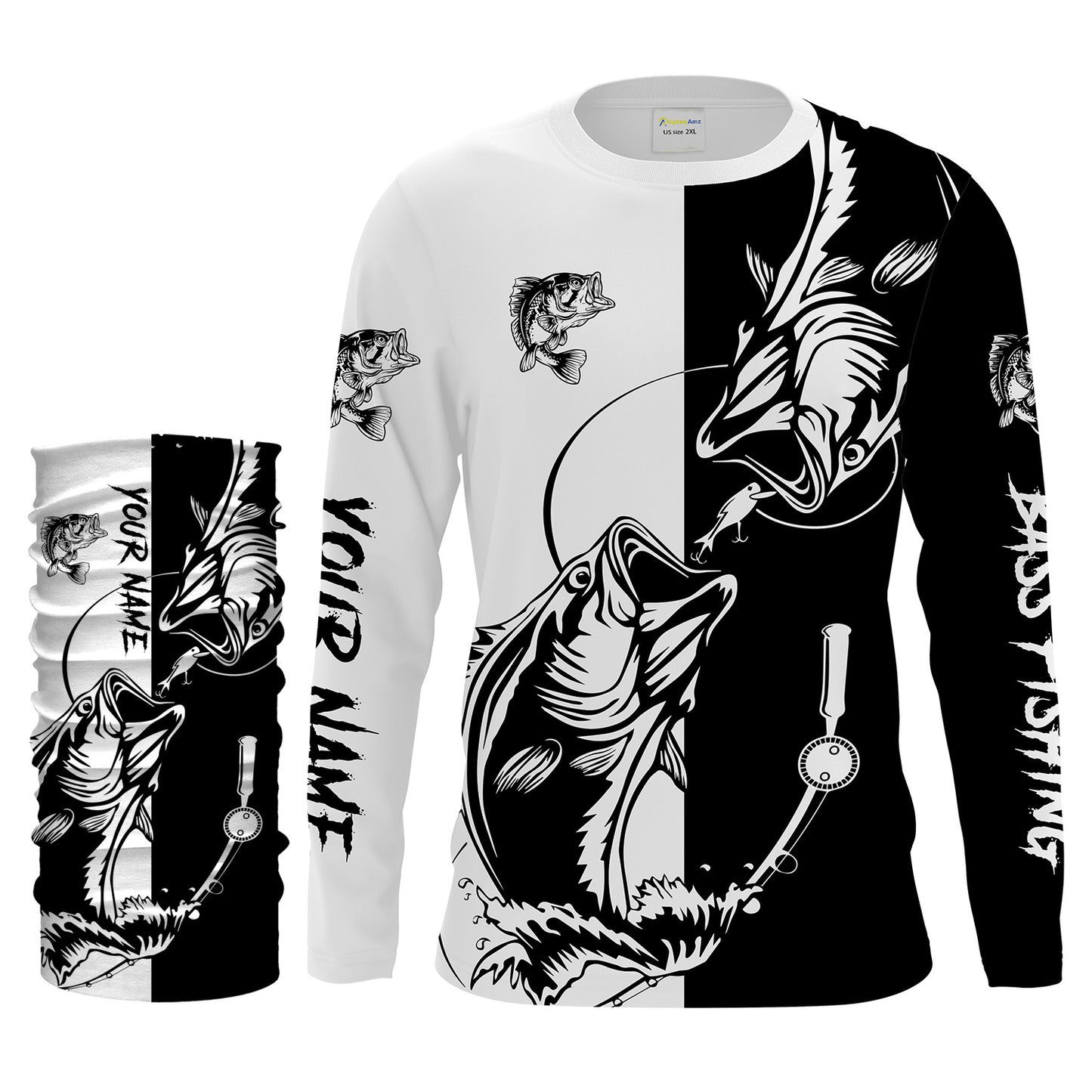 Bass fishing tattoo shirt UV protection Customize name fishing shirts NQS1461