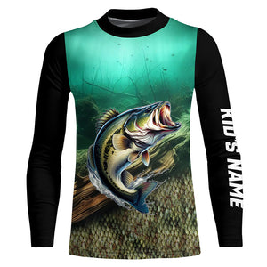 Largemouth Bass fishing green scales Custom UV protection performance long sleeve fishing shirts NQS7171