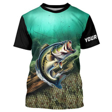 Load image into Gallery viewer, Largemouth Bass fishing green scales Custom UV protection performance long sleeve fishing shirts NQS7171