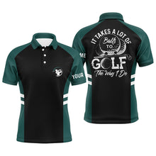 Load image into Gallery viewer, Black and green Mens golf polo shirt custom It takes a lot of balls to golf the way I do golf gifts NQS6435
