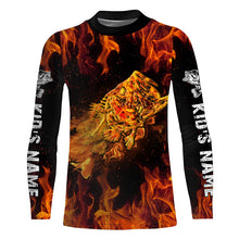 Load image into Gallery viewer, Largemouth bass skull on fire Custom Long sleeve Fishing Shirts, Bass reaper fishing jerseys NQS4597