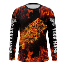 Load image into Gallery viewer, Largemouth bass skull on fire Custom Long sleeve Fishing Shirts, Bass reaper fishing jerseys NQS4597