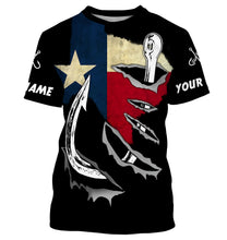 Load image into Gallery viewer, TX Fishing 3D Fish Hook Texas Flag black vintage UV protection custom long sleeves fishing shirts NQS1342