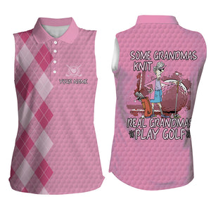 Women sleeveless polo shirt custom some grandmas knit real grandmas play golf mother's day gift | pink NQS5306