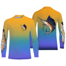 Load image into Gallery viewer, Sailfish fishing Custom Name UV protection UPF 30+ fishing jersey, deep sea fishing tournament shirts NQS3957