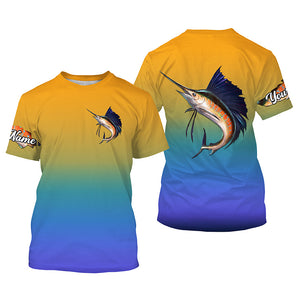 Sailfish fishing Custom Name UV protection UPF 30+ fishing jersey, deep sea fishing tournament shirts NQS3957