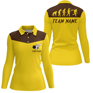 Personalized evolution Bowling Polo shirt For Women custom retro bowling team jerseys | Yellow NQS6890