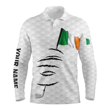 Load image into Gallery viewer, Personalized white golf polos shirt for men Ireland flag patriotic custom name gifts for golf lovers NQS7066