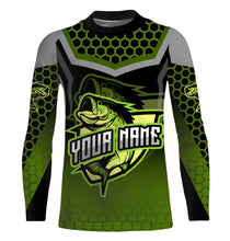 Load image into Gallery viewer, Largemouth bass fishing green Custom Name UV Protection Fishing Shirts, Bass fishing jerseys NQS3644