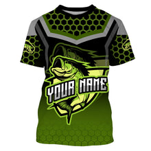 Load image into Gallery viewer, Largemouth bass fishing green Custom Name UV Protection Fishing Shirts, Bass fishing jerseys NQS3644