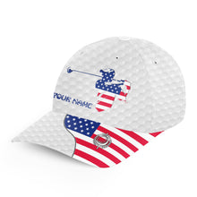 Load image into Gallery viewer, Golfer hat custom name American flag golf hats patriot golf white Unisex Baseball mens golf hats NQS7179