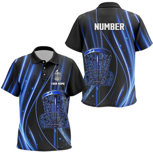 Black and blue light Kid Disc golf polo shirts custom disc golf basket jerseys, disc golf apparel NQS7338