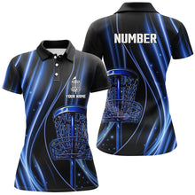 Load image into Gallery viewer, Black and blue light Womens Disc golf polo shirts custom disc golf basket jerseys, disc golf apparel NQS7338