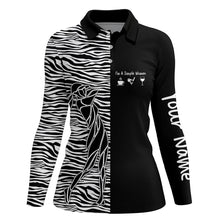 Load image into Gallery viewer, Black Womens golf polo shirt custom I&#39;m a simple women coffee golf wine zebra pattern ladies golf tops NQS5322