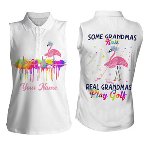 Women sleeveless polo shirt custom some grandmas knit real grandmas play golf flamingo grandmas golfer NQS5323