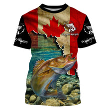 Load image into Gallery viewer, Walleye Fishing Canadian Flag Custom name All over print shirts, personalized fishing gifts for men NQS505