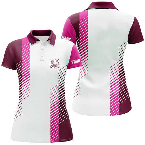 Pink and white Womens golf polo shirts custom golf ball shirt for women, ladies golf top NQS7188