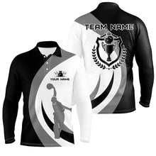 Load image into Gallery viewer, Black and white retro Bowling Polo Shirt For Men Bowling Jersey Custom Bowling League Team Shirt NQS6704