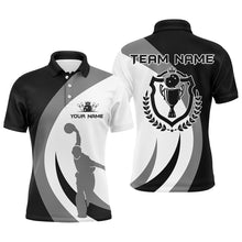 Load image into Gallery viewer, Black and white retro Bowling Polo Shirt For Men Bowling Jersey Custom Bowling League Team Shirt NQS6704