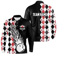 Load image into Gallery viewer, Black and red argyle pattern bowling fire Polo shirt for men custom bowling team league jerseys NQS6912