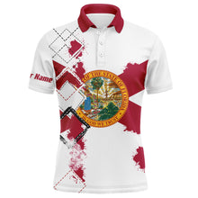 Load image into Gallery viewer, Mens golf polo shirts Florida flag patriot custom name golf shirts for men, gift for the golfers NQS5063