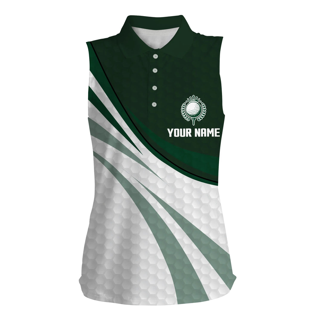 Green and white golf shirt custom name Women sleeveless polo shirt, sleeveless golf shirts for ladies NQS5074