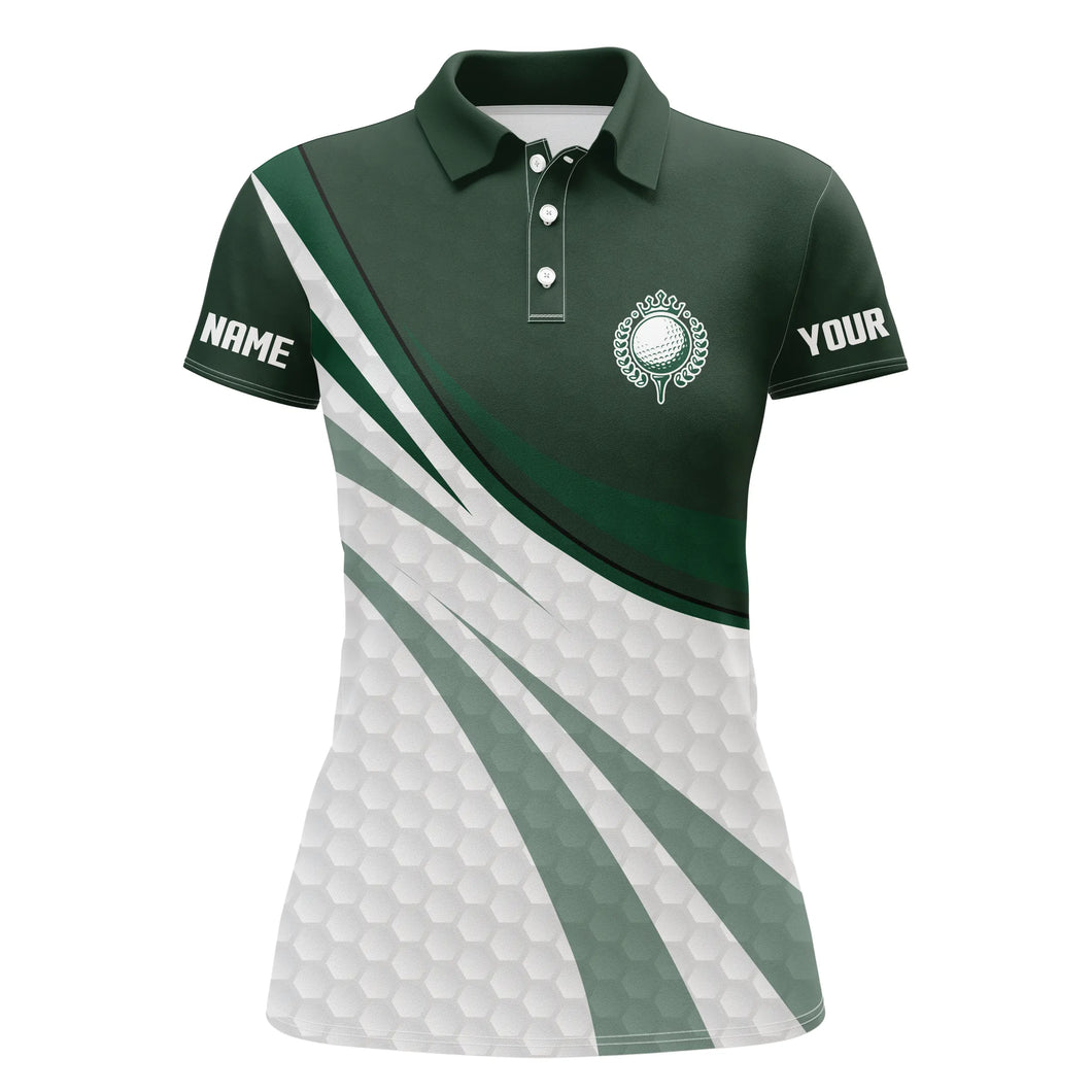 Green and white golf shirt custom Womens golf polo shirts, green golf tops for women, golfer gifts NQS5074